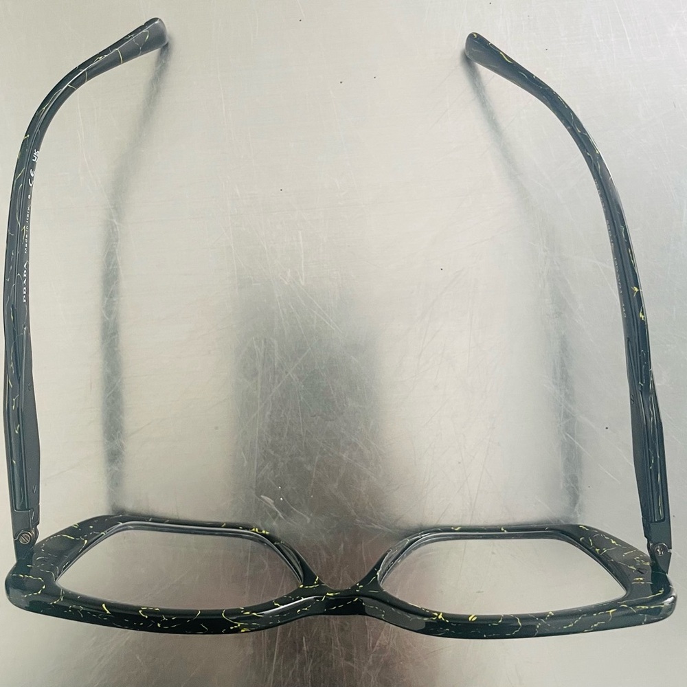 PRADA VPR O3Z Eyeglasses Black / White Marbled Square Eyeglasses With Hard Case - Picture 6 of 12
